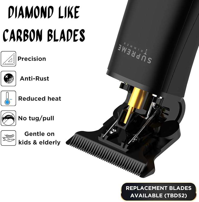 Supreme Trimmer T Shaper - Quiet Cordless Beard & Hair Trimmer for Men | 120 Min Runtime, Low Noise, Zero-Gap DLC Blade | Ideal for Sensitive Skin, Kids & Elderly | ST5206 - Image 3