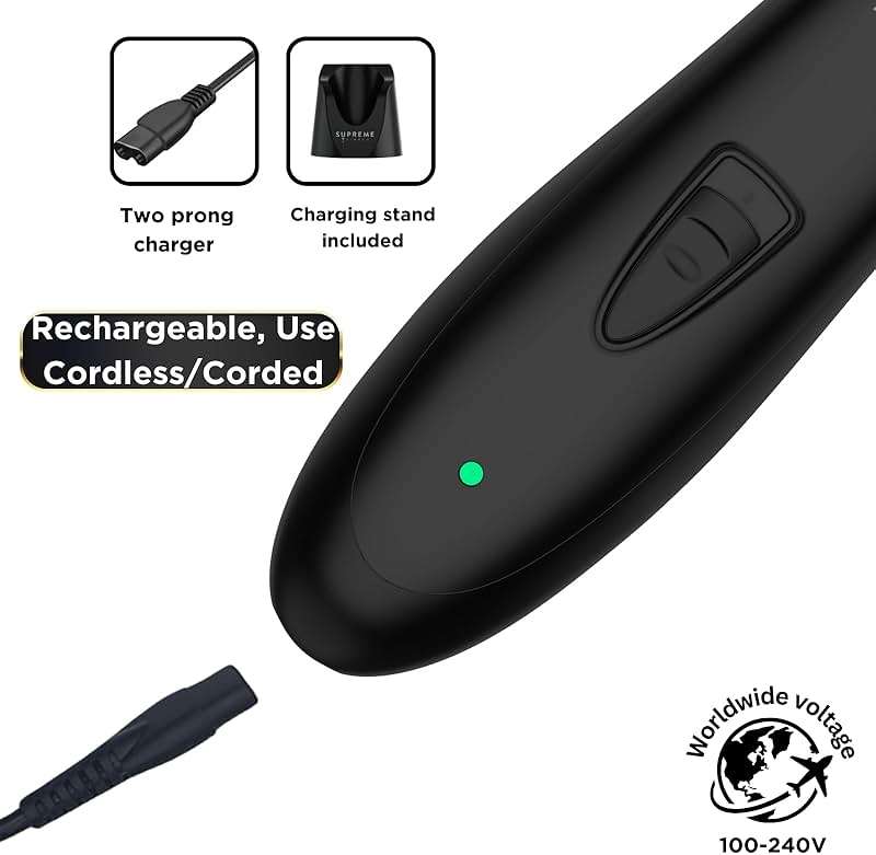Supreme Trimmer T Shaper - Quiet Cordless Beard & Hair Trimmer for Men | 120 Min Runtime, Low Noise, Zero-Gap DLC Blade | Ideal for Sensitive Skin, Kids & Elderly | ST5206 - Image 4