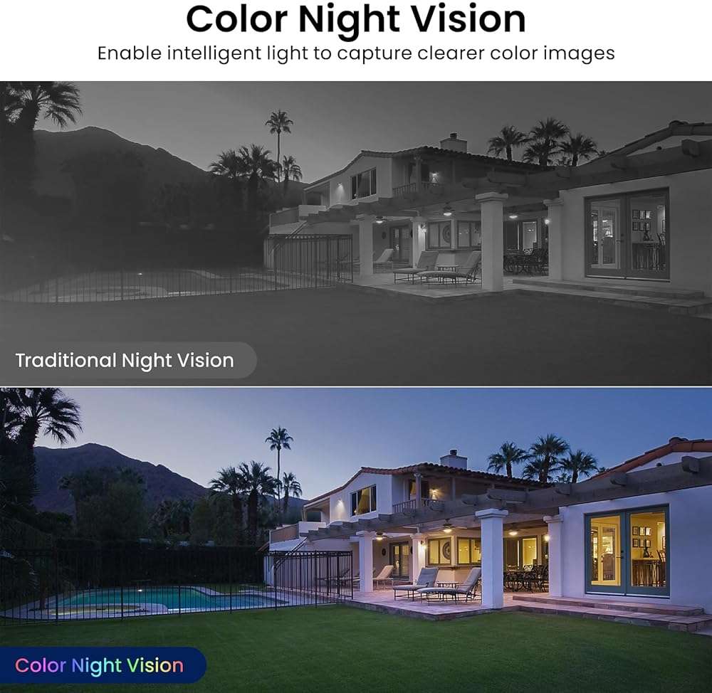 AOQEE 2K Cameras for Home Security-Outdoor/Indoor Camera for Dog/Cat/Pet/Nanny/Baby/Elderly, Color Night Vision, White Light, Siren, 24/7 SD Recordings, Works with Alexa, Plug in (C1-White-2pack-2.4G) - Image 4