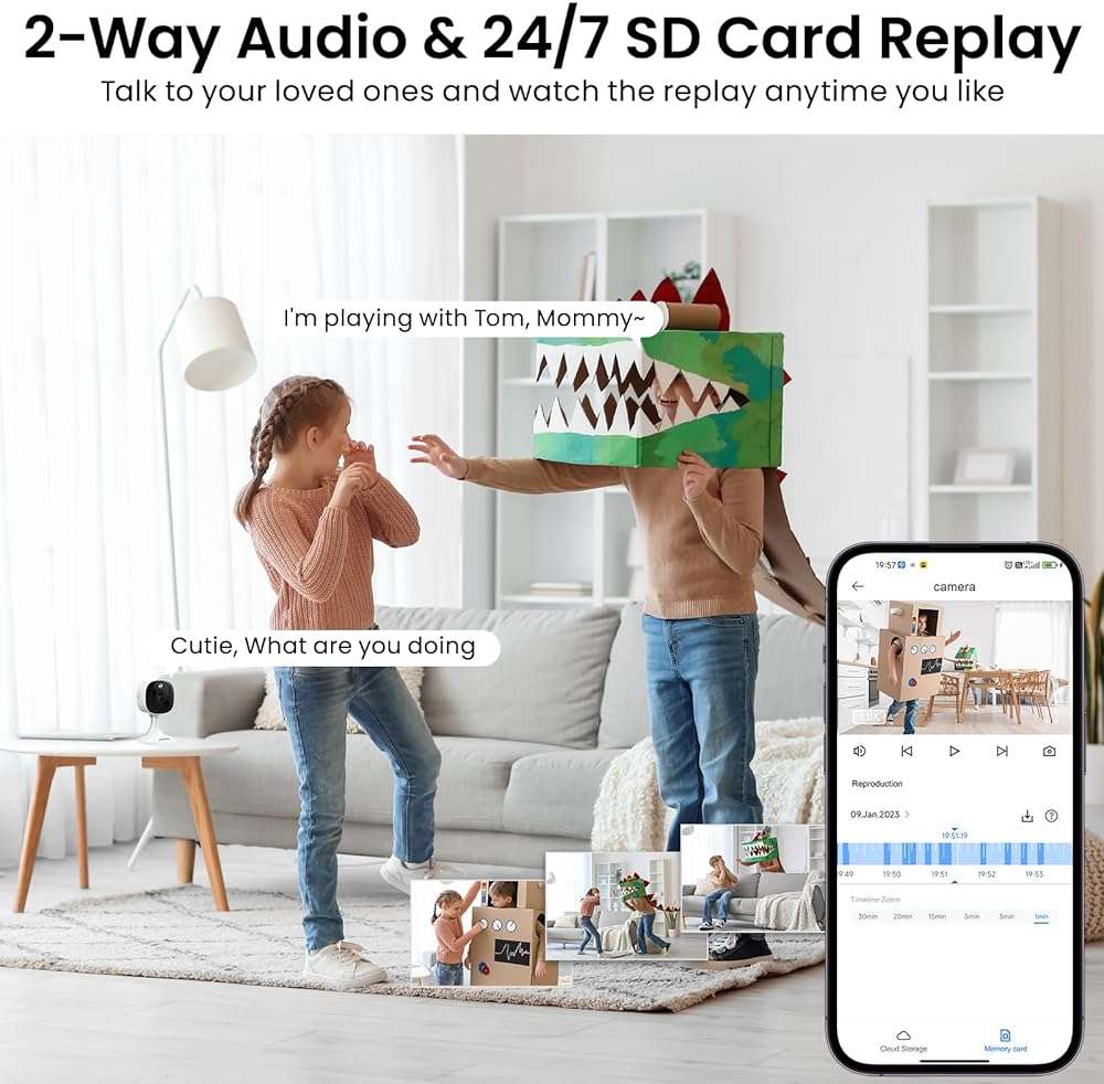 AOQEE 2K Cameras for Home Security-Outdoor/Indoor Camera for Dog/Cat/Pet/Nanny/Baby/Elderly, Color Night Vision, White Light, Siren, 24/7 SD Recordings, Works with Alexa, Plug in (C1-White-2pack-2.4G) - Image 7