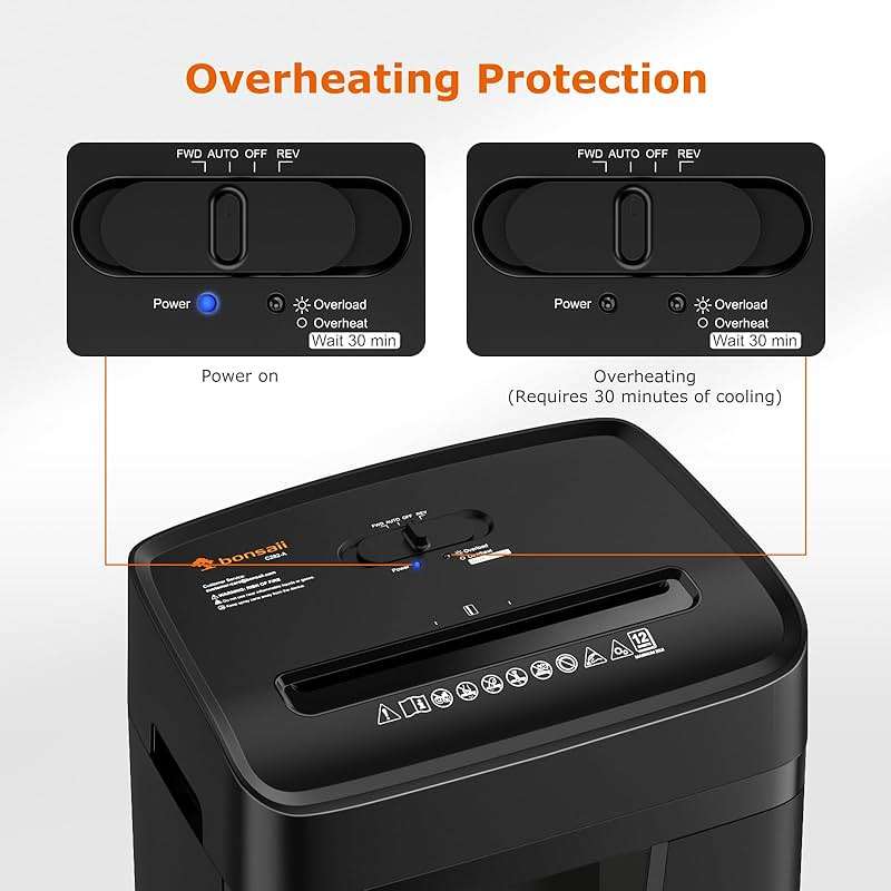Bonsaii 12 Sheet Paper Shredder for Home Office, Heavy Duty Cross Cut Shredder with 5.5 Gal Pullout Bin, Home Shredder for CDs/Credit Card/Document/Mail, P-4 Security Level - Image 7