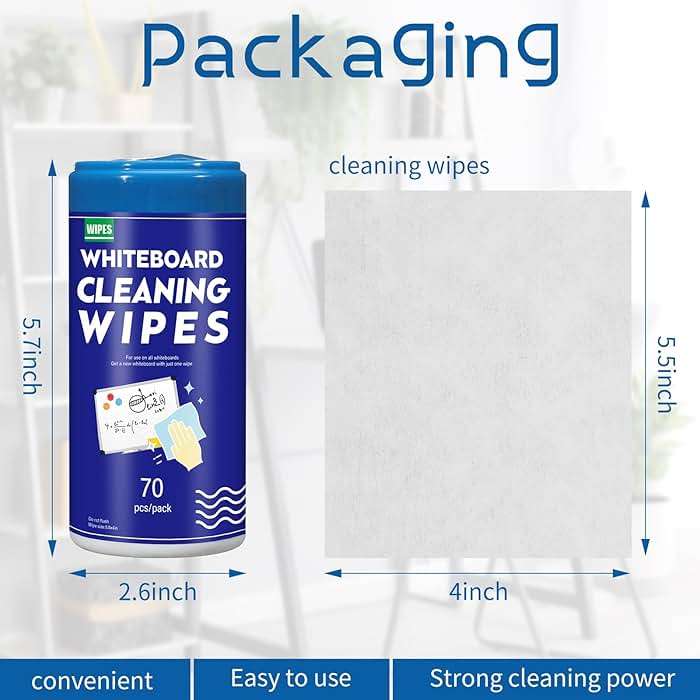 Sacubee 6 Pack 420 Pcs Whiteboard Cleaning Wipes Disposable Whiteboard Dry Erase Wipes for Cleaning Markers Home Classroom School Office, 4 x 5.5 Inch, 70 Count Per Pack(6 Pcs) - Image 3