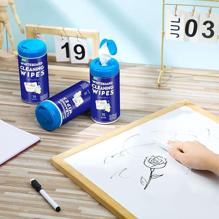 Sacubee 6 Pack 420 Pcs Whiteboard Cleaning Wipes Disposable Whiteboard Dry Erase Wipes for Cleaning Markers Home Classroom School Office, 4 x 5.5 Inch, 70 Count Per Pack(6 Pcs) - Image 5