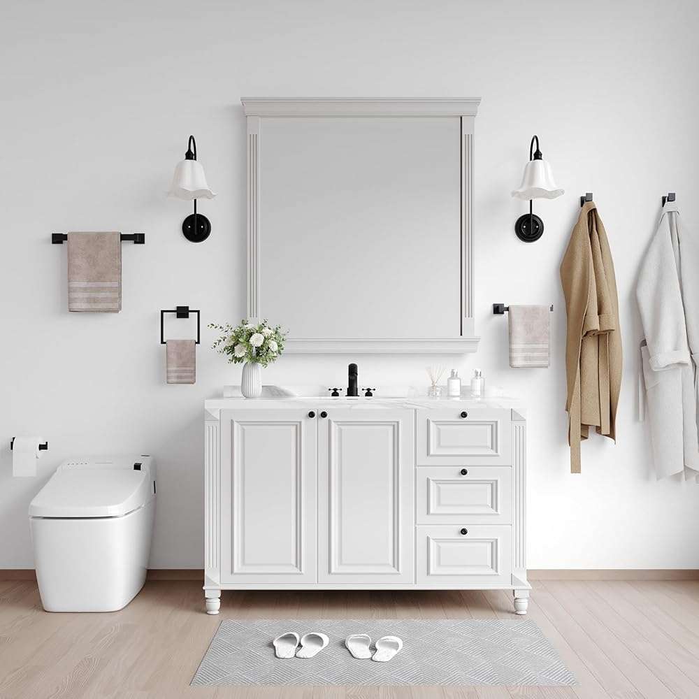 5-Pieces Matte Black Bathroom Hardware Accessories Set, Heavy Duty Bath Towel Bar Set Including - 16" Towel Rack - Hand Towel Holder - Toilet Paper Holder - Robe Towel Hook - Image 6