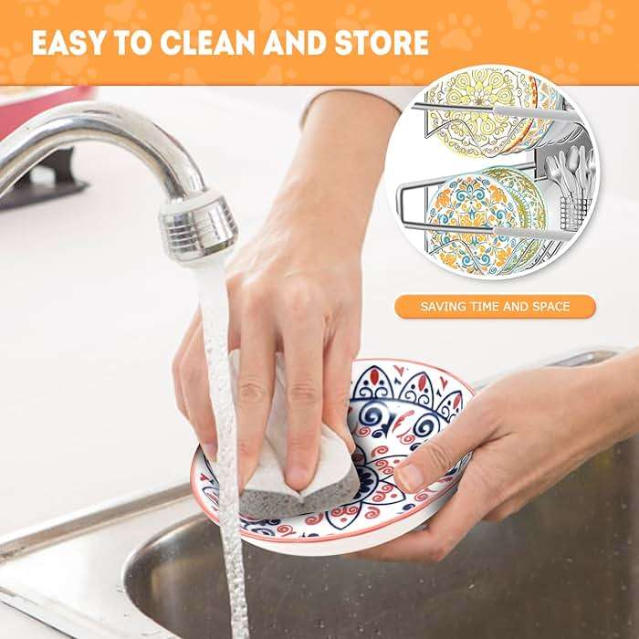 Cat Food Bowls for Indoor Cats Ceramic Cat Bowls Whisker Friendly Cat Dishes for Food and Water 5.5 Inches Kitten Bowls Cute Cat Feeding Bowls Set Cat Wet Food Bowl Set Shallow Cat Plate - Image 5