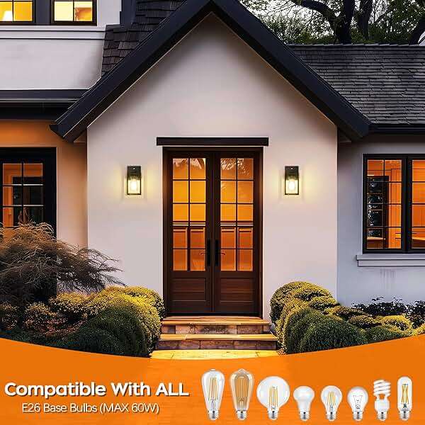 WIHTU Dusk to Dawn Outdoor Lighting Fixtures, Exterior Front Porch Light, Black Sensor Wall Sconce Lamp, Waterproof Wall Lantern, Anti Rust Outside Coach Lights for House, Doorway, Garage - Image 4