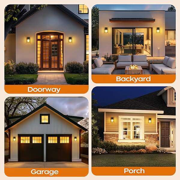 WIHTU Dusk to Dawn Outdoor Lighting Fixtures, Exterior Front Porch Light, Black Sensor Wall Sconce Lamp, Waterproof Wall Lantern, Anti Rust Outside Coach Lights for House, Doorway, Garage - Image 8