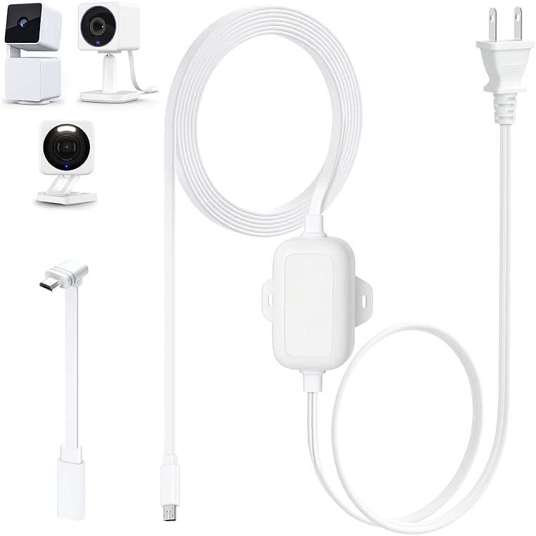 16.4FT Power Cable with Adapter Compatible with WYZE Cam Pan v3, Cam V4, Cam OG/V3/ V3 Pro, One-piece Molding with More Waterproof and Rust-Proof to Keep 24-Hour Power Supply for Outdoor Use - Image 1