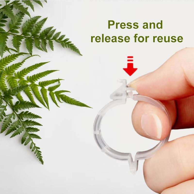 Secured Plastic Plant Clips - 2024 Upgraded Reusable Garden Support Clips 50Pcs, Climbing Vines Fixing Trellis Clips for Tomatoes (100, Green) - Image 3