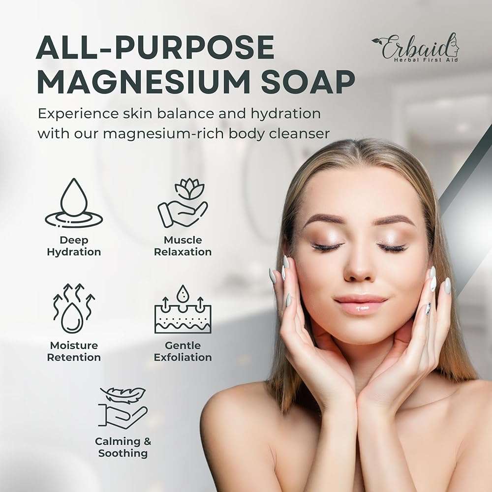Dead Sea Magnesium Soap Bar – Deep Cleansing, Moisturizing Body Soap for Dry Itchy and All Skin Types – Shower Soap Soothes Muscles and Joints – All-Natural Exfoliating Face and Body Wash Made in USA - Image 2