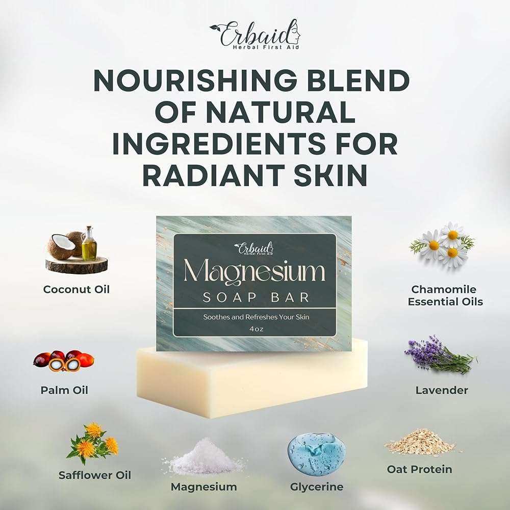 Dead Sea Magnesium Soap Bar – Deep Cleansing, Moisturizing Body Soap for Dry Itchy and All Skin Types – Shower Soap Soothes Muscles and Joints – All-Natural Exfoliating Face and Body Wash Made in USA - Image 4
