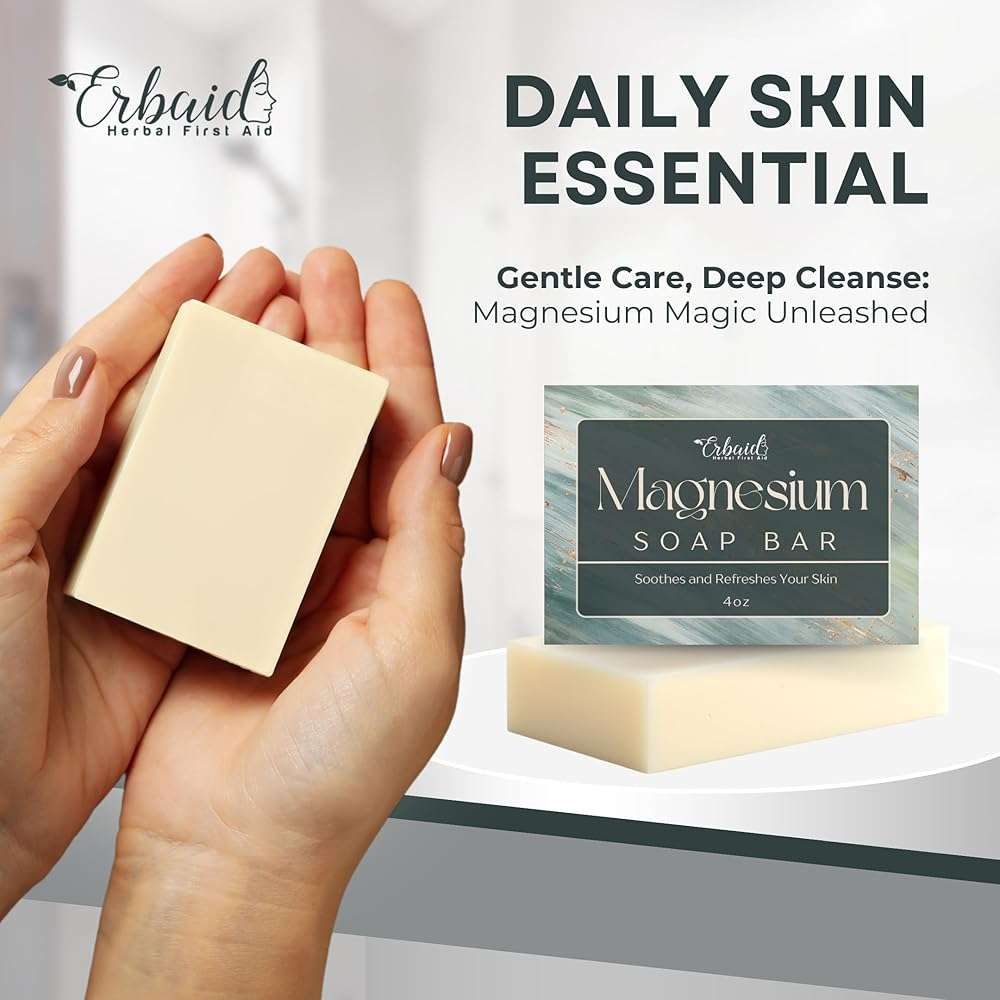 Dead Sea Magnesium Soap Bar – Deep Cleansing, Moisturizing Body Soap for Dry Itchy and All Skin Types – Shower Soap Soothes Muscles and Joints – All-Natural Exfoliating Face and Body Wash Made in USA - Image 5