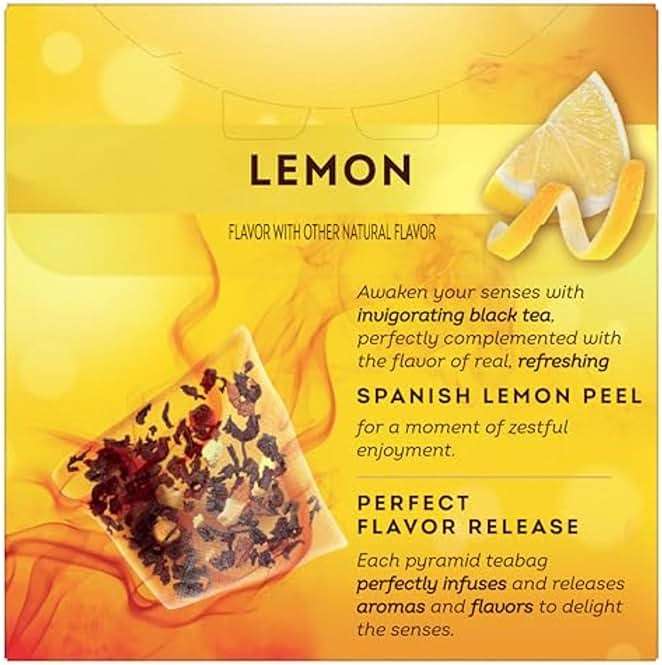 Lipton Black Tea Lemon, Pyramid Tea Bags, Flavored Teabags for a Refreshing Cup of Tea, 20 Total Tea Bags - Image 3