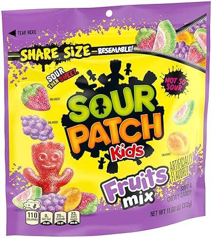 SOUR PATCH KIDS Fruits Mix Soft & Chewy Gummy Candy, Share Size, 11.03 oz - Image 10