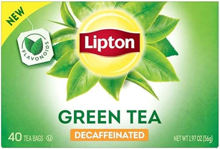 Lipton Decaffeinated Green Tea Bags, Unsweetened Teabags for Decaf Hot Tea or Decaf Iced Tea with Flavonoids, 40 Total Tea Bags - Image 1