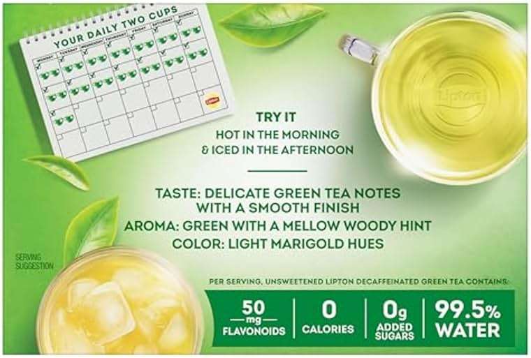Lipton Decaffeinated Green Tea Bags, Unsweetened Teabags for Decaf Hot Tea or Decaf Iced Tea with Flavonoids, 40 Total Tea Bags - Image 3