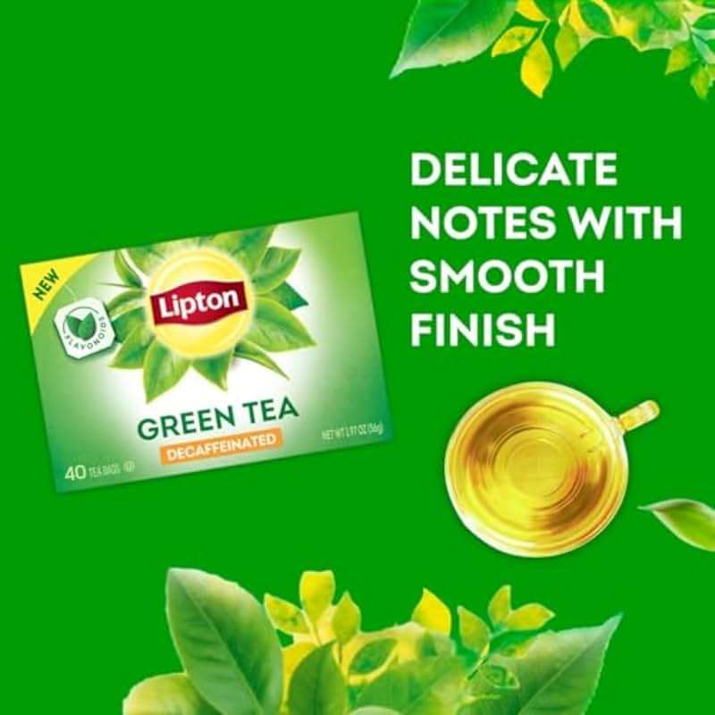 Lipton Decaffeinated Green Tea Bags, Unsweetened Teabags for Decaf Hot Tea or Decaf Iced Tea with Flavonoids, 40 Total Tea Bags - Image 4