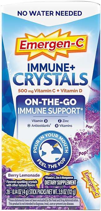 Emergen-C Immune Plus Crystals, On-the-Go Immune Support Supplement with Vitamin C, Vitamin D, B Vitamins, Zinc and Manganese, Berry Lemonade - 28 Stick Packs - Image 9