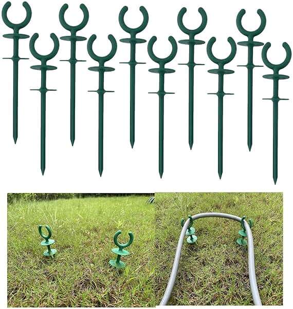 WIBBLESOX 20 Pcs Green Garden Hose Guide Stakes | Holiday Lights Holder, Light Duty, High Toughness Plastic, Garden Yard Plant Protection - Image 1