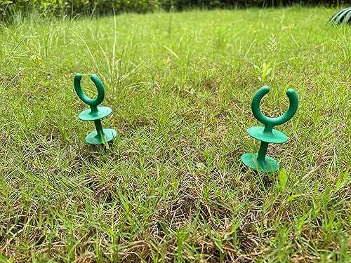 WIBBLESOX 20 Pcs Green Garden Hose Guide Stakes | Holiday Lights Holder, Light Duty, High Toughness Plastic, Garden Yard Plant Protection - Image 2