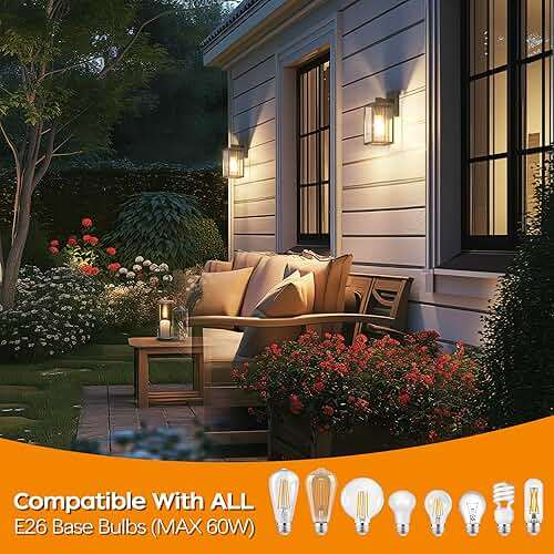 Outdoor Light Fixture Wall Mount, LED Exterior lighting fixtures for Outside, Front Porch Lights, Waterproof Wall Sconce Lantern Lamp, Black Coach Lights for House, Patio, Garage, Doorway, Entryway - Image 4