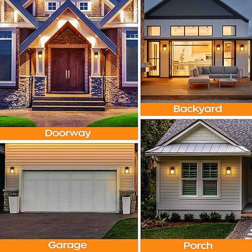 Outdoor Light Fixture Wall Mount, LED Exterior lighting fixtures for Outside, Front Porch Lights, Waterproof Wall Sconce Lantern Lamp, Black Coach Lights for House, Patio, Garage, Doorway, Entryway - Image 7