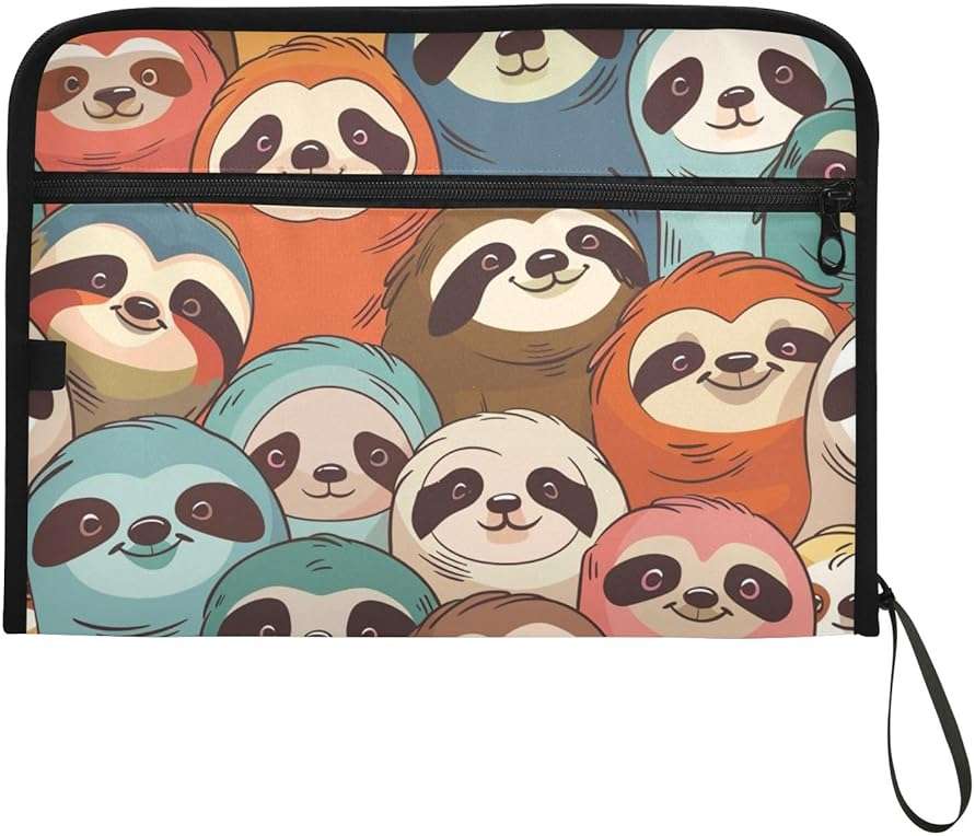 Colorful Sloth Expanding File Folder, 13 Pockets Accordion File Organizer with Sticky Labels Zipper Portable A4 Document Organizer for Office School Supplies Travel - Image 7