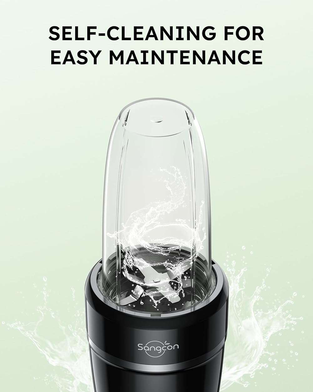 Sangcon 1000W Smoothie Blender for Kitchen, Blenders for Smoothies with (3) Cups (2) Spout Covers (1) Storage Cap (1) To-Go Cap, Portable Blender for Shakes, Ice Crushing, Frozen Drinks, Spices - Image 8