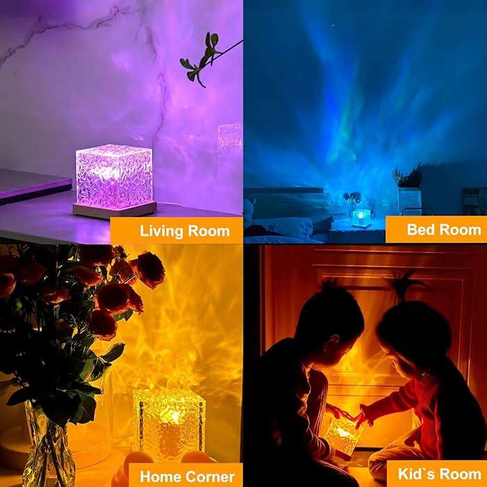 Aurora Glow Lamp,Ocean Wave Projector Light Ocean Lava Lamp Luminorthe Cube Northern Lights Cube with 16 Colors and Dynamic Ripple Effect for Living Room Bedroom Decor - 5.1inch - Image 8