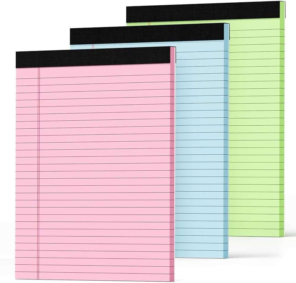 Zaviko Legal Pads 8.5 x 11 Colored Note Pads 8.5 x 11, 3 Pack Notepads 8.5x11, Pink Notepad 8.5x11 Legal Pad, Notebook Paper for Home Office Supplies, Lined Paper Pads 8 1/2 x 11, 30 Sheets/Pad - Image 1