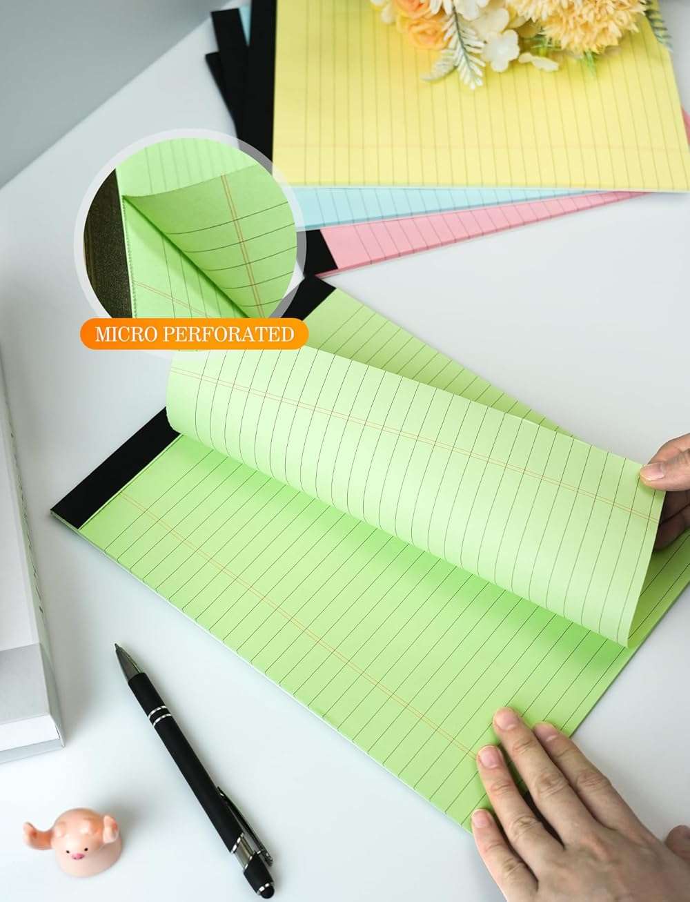 Zaviko Legal Pads 8.5 x 11 Colored Note Pads 8.5 x 11, 3 Pack Notepads 8.5x11, Pink Notepad 8.5x11 Legal Pad, Notebook Paper for Home Office Supplies, Lined Paper Pads 8 1/2 x 11, 30 Sheets/Pad - Image 3