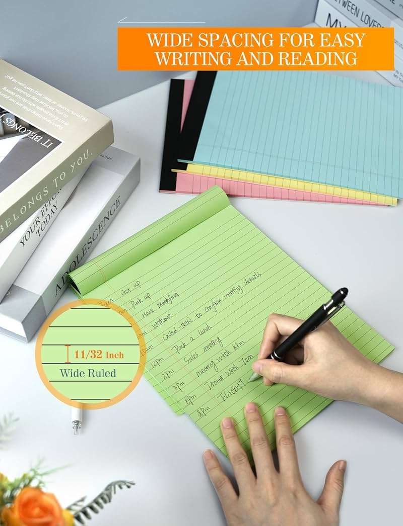 Zaviko Legal Pads 8.5 x 11 Colored Note Pads 8.5 x 11, 3 Pack Notepads 8.5x11, Pink Notepad 8.5x11 Legal Pad, Notebook Paper for Home Office Supplies, Lined Paper Pads 8 1/2 x 11, 30 Sheets/Pad - Image 6