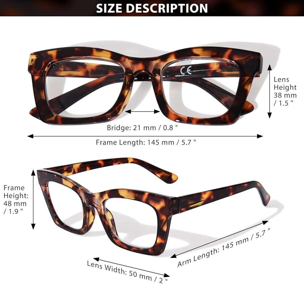 ZESAKER Oversized Square Reading Glasses for Women Spring Hinge Blue light Blocking Computer Readers for Women - Image 3