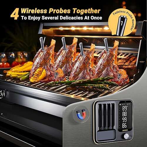 Wireless Meat Thermometer with 4 Probes, INKBIRD WiFi Meat Thermometer Digital Wireless for Rotisserie Grill Oven,Unlimited Range Dishwasher Waterproof Bluetooth Thermometer for iOS & Android - Image 3