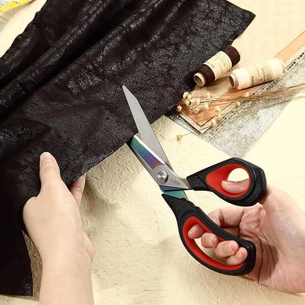 LIVINGO Fabric Scissors Heavy Duty - 9.5 Inches Professional Titanium Coated Forged Stainless Steel Sharp Bent Shears for Sewing Crafting Cutting Cloth, Felt, Leather, Paper - Image 2