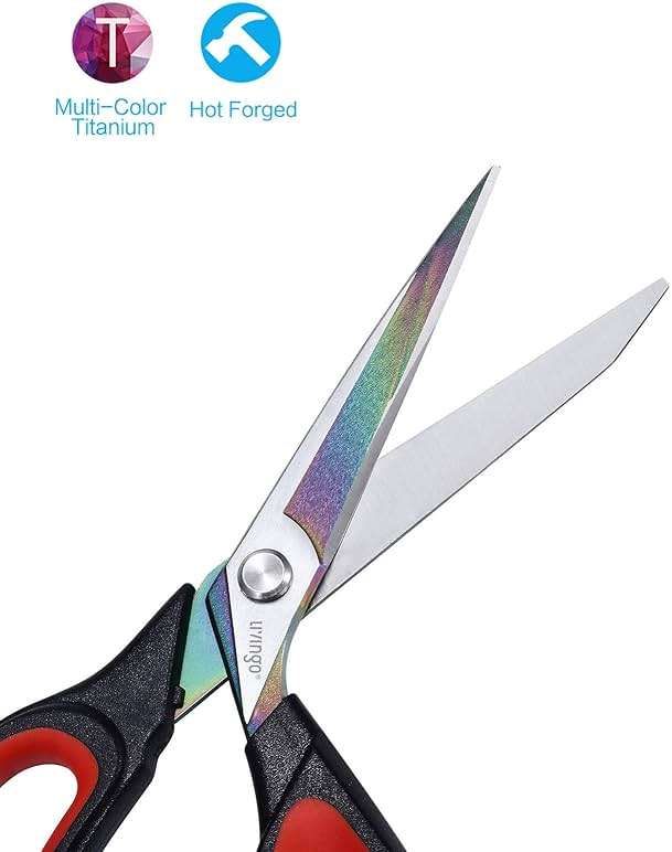 LIVINGO Fabric Scissors Heavy Duty - 9.5 Inches Professional Titanium Coated Forged Stainless Steel Sharp Bent Shears for Sewing Crafting Cutting Cloth, Felt, Leather, Paper - Image 4