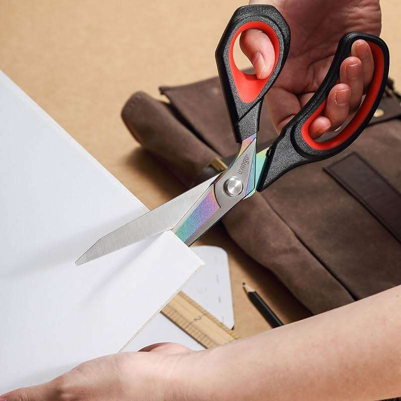 LIVINGO Fabric Scissors Heavy Duty - 9.5 Inches Professional Titanium Coated Forged Stainless Steel Sharp Bent Shears for Sewing Crafting Cutting Cloth, Felt, Leather, Paper - Image 5