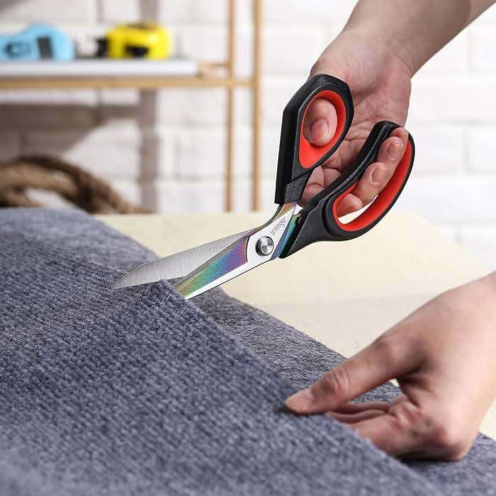LIVINGO Fabric Scissors Heavy Duty - 9.5 Inches Professional Titanium Coated Forged Stainless Steel Sharp Bent Shears for Sewing Crafting Cutting Cloth, Felt, Leather, Paper - Image 6
