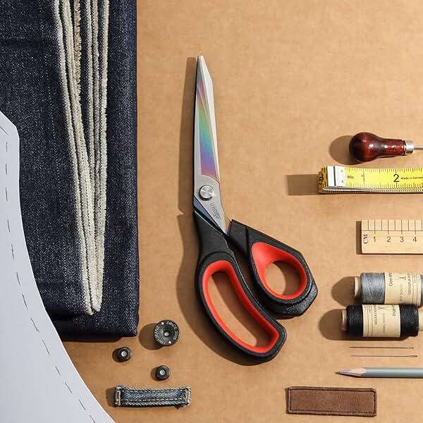 LIVINGO Fabric Scissors Heavy Duty - 9.5 Inches Professional Titanium Coated Forged Stainless Steel Sharp Bent Shears for Sewing Crafting Cutting Cloth, Felt, Leather, Paper - Image 7