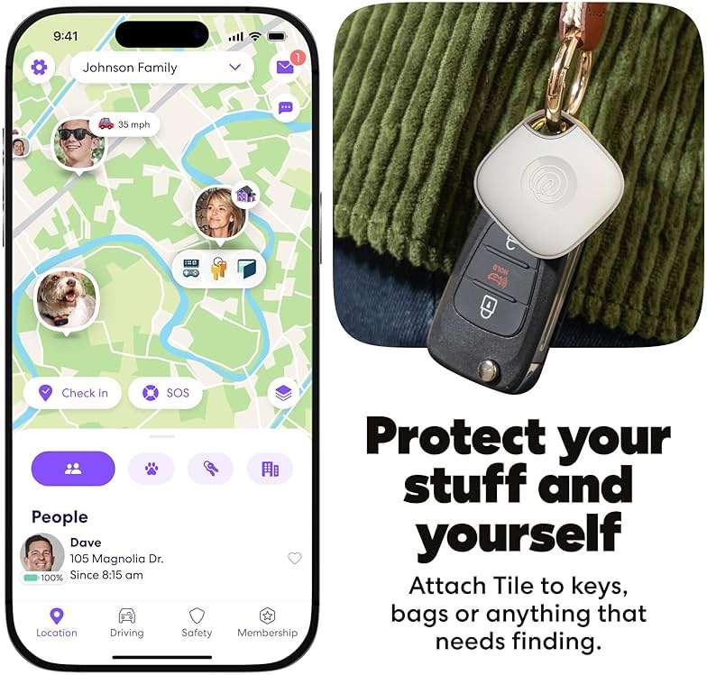 The Life360 Bluetooth Tracker Tile, Keys Finder and Item Locator for Keys, Bags and More. Phone Finder. Both iOS and Android Compatible. 1-Pack (White) - Image 3