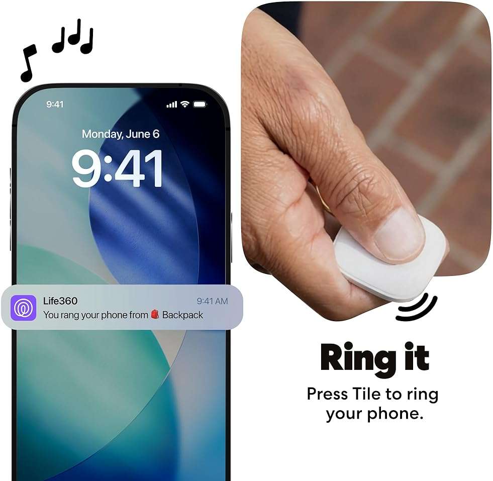The Life360 Bluetooth Tracker Tile, Keys Finder and Item Locator for Keys, Bags and More. Phone Finder. Both iOS and Android Compatible. 1-Pack (White) - Image 5