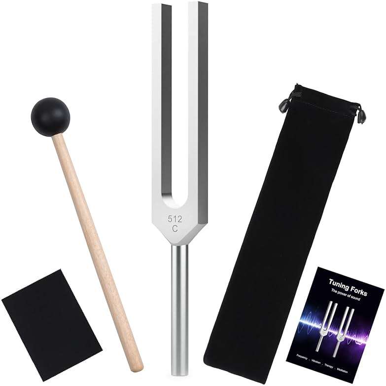 DiDiBirDi 512Hz Tuning Fork, Aluminum Alloy, Includes Silicone Hammer and Storage Bag for Yoga,Meditation,Relaxation - Image 1