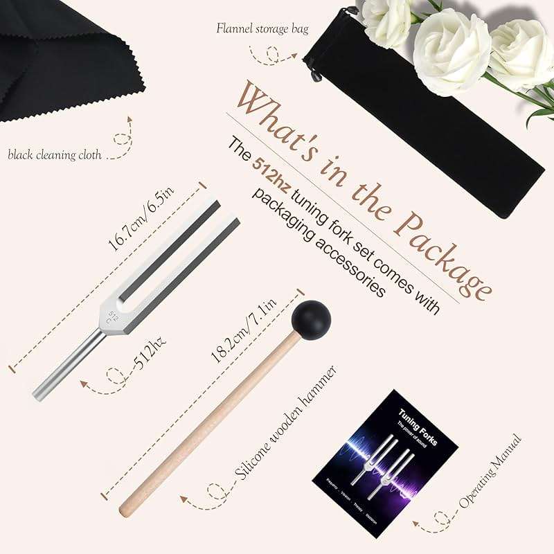DiDiBirDi 512Hz Tuning Fork, Aluminum Alloy, Includes Silicone Hammer and Storage Bag for Yoga,Meditation,Relaxation - Image 2