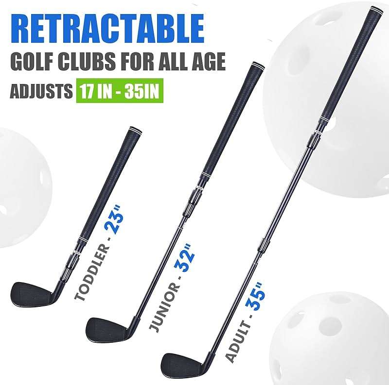 Golf Chipping Game Club Retractable Metal Shaft, Velcro Golf Game Plastic Club for Junior, Adults Indoor Outdoor Training Bucket Pong Games & Travel for Family, Hit Plastic Foam Balls, 1PCS Right Hand - Image 2