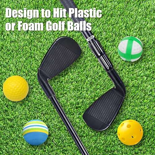 Golf Chipping Game Club Retractable Metal Shaft, Velcro Golf Game Plastic Club for Junior, Adults Indoor Outdoor Training Bucket Pong Games & Travel for Family, Hit Plastic Foam Balls, 1PCS Right Hand - Image 7