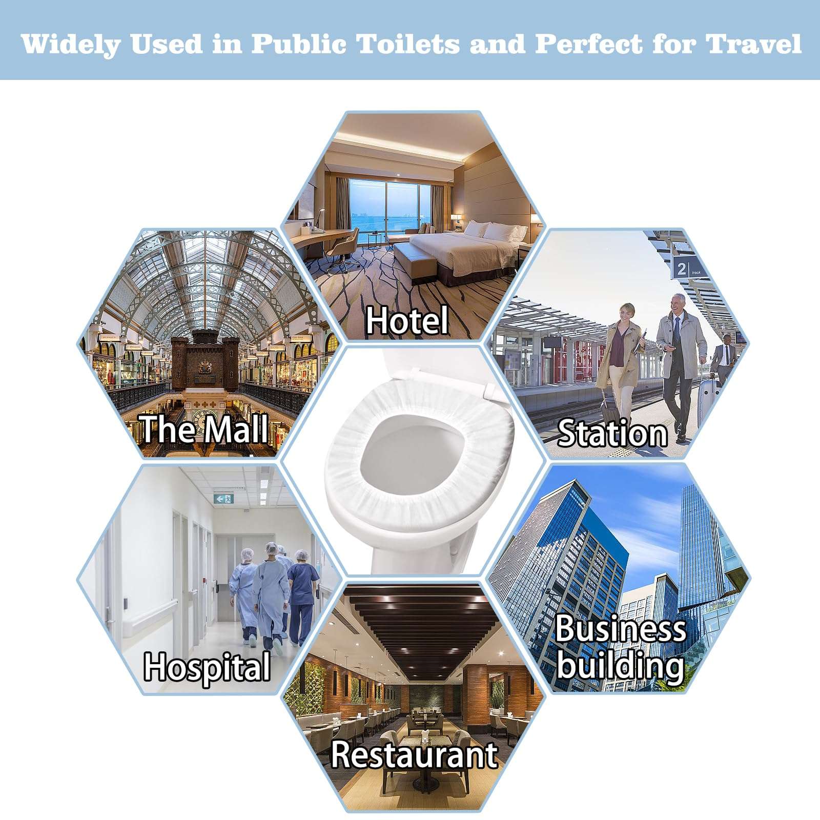 10pcs Quality Disposable Toilet Seat Covers Non-Slip Easy-to-Use, Portable Travel Toilet Seat Mats Pads for Public Toilets Hospital Hotel, Healthy White Toilet Seat Cushions for Men Women Girls - Image 5
