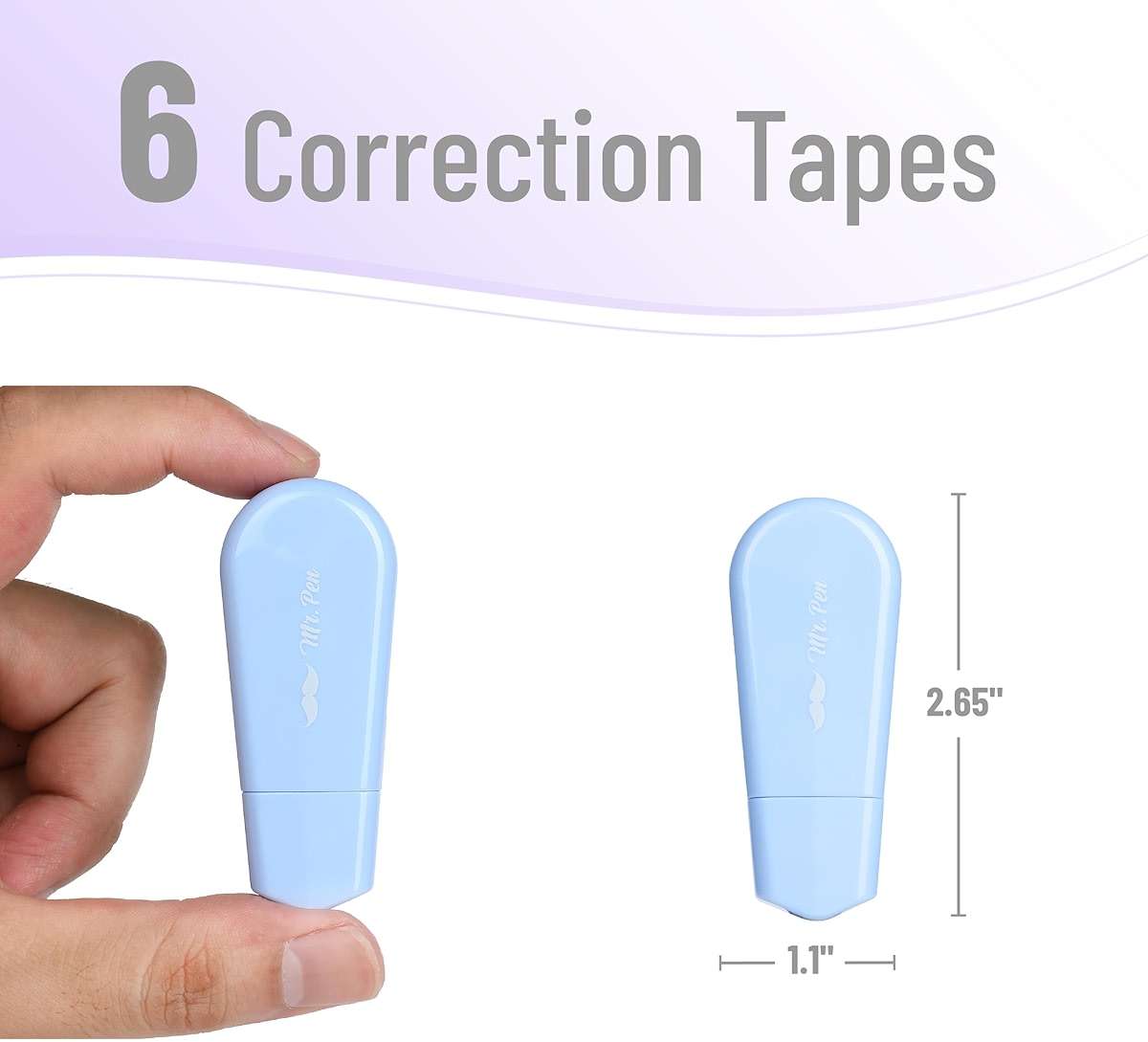Mr. Pen- Aesthetic Correction Tape, 0.2" x 197", 6 pcs, Pastel Colors, Cute Correction Tape - Image 2