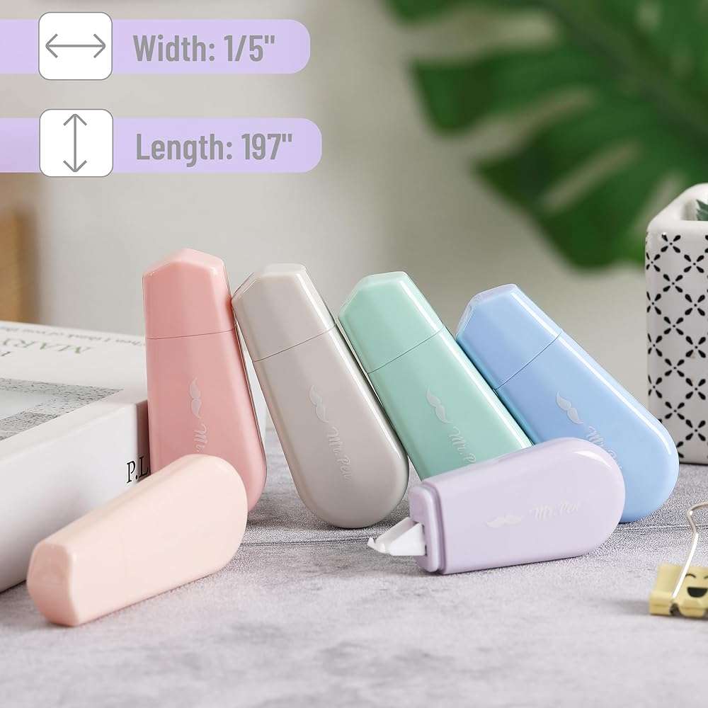 Mr. Pen- Aesthetic Correction Tape, 0.2" x 197", 6 pcs, Pastel Colors, Cute Correction Tape - Image 3