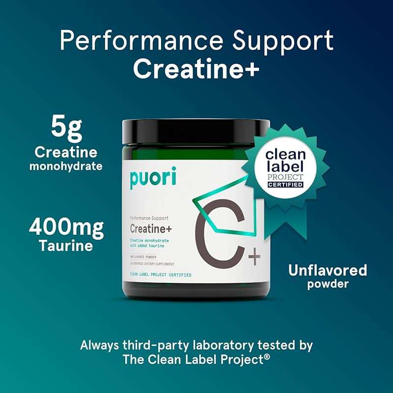 Puori Creatine Monohydrate Powder with Taurine - Unflavored Creatine Powder, Pre-Workout Supplement for Men & Women - Muscle Builder, Enhanced Workout Performance & Strength Building - 60 Servings - Image 2