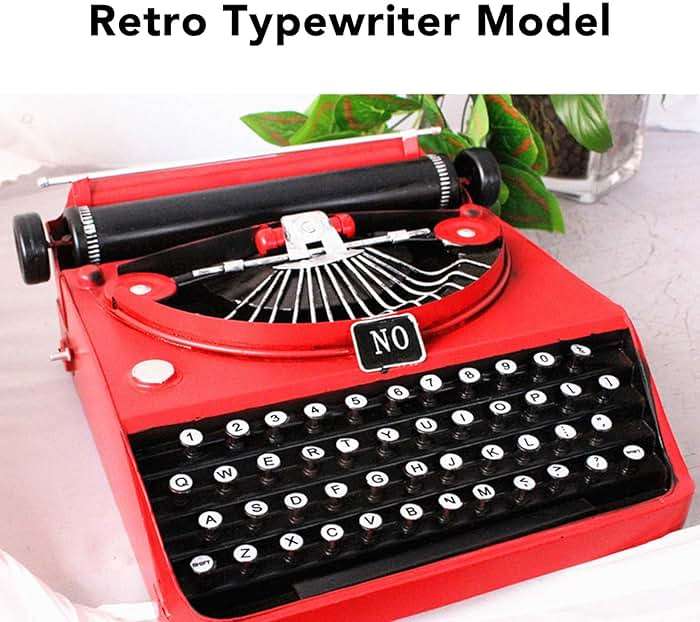 Vintage Typewriter Model, Retro Typewriter Building Set, Home Decoration Ornaments Handcrafted Iron Decor for Home, Office, Studios, and Cafes, Adult Kids 6+ - Image 2